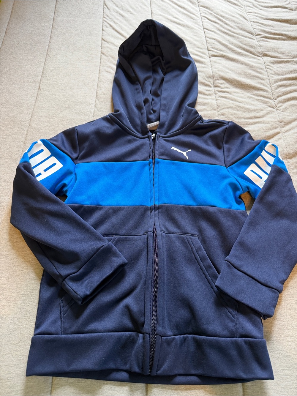 Puma Navy and Bright Blue Zip-Up Hoodie
